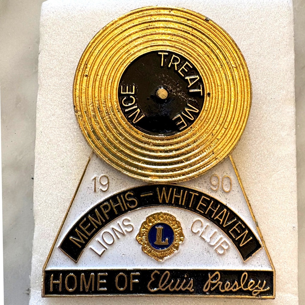 Vintage Elvis Presley Memphis Lions Club Enamel Pin Graceland Whitehaven 90s NEW